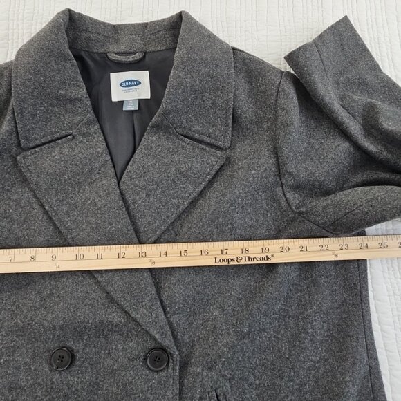 Old Navy Wool Blend Pea Coat Women's XL Double Breasted Gray Grey NWOT Vented - Picture 7 of 15